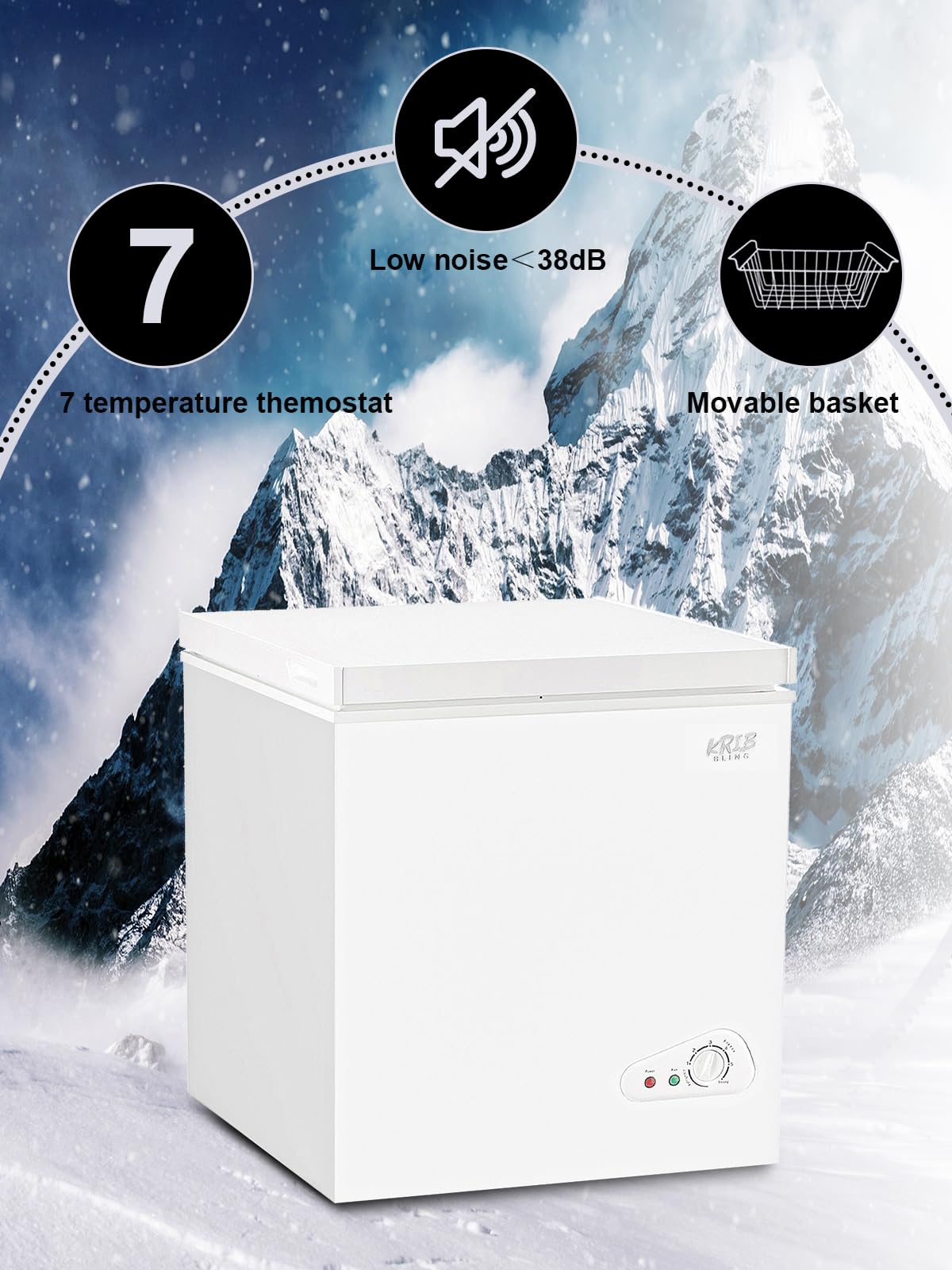 Compact Chest Freezer with Removable Storage Basket, 5.0 cu.ft, White C3356