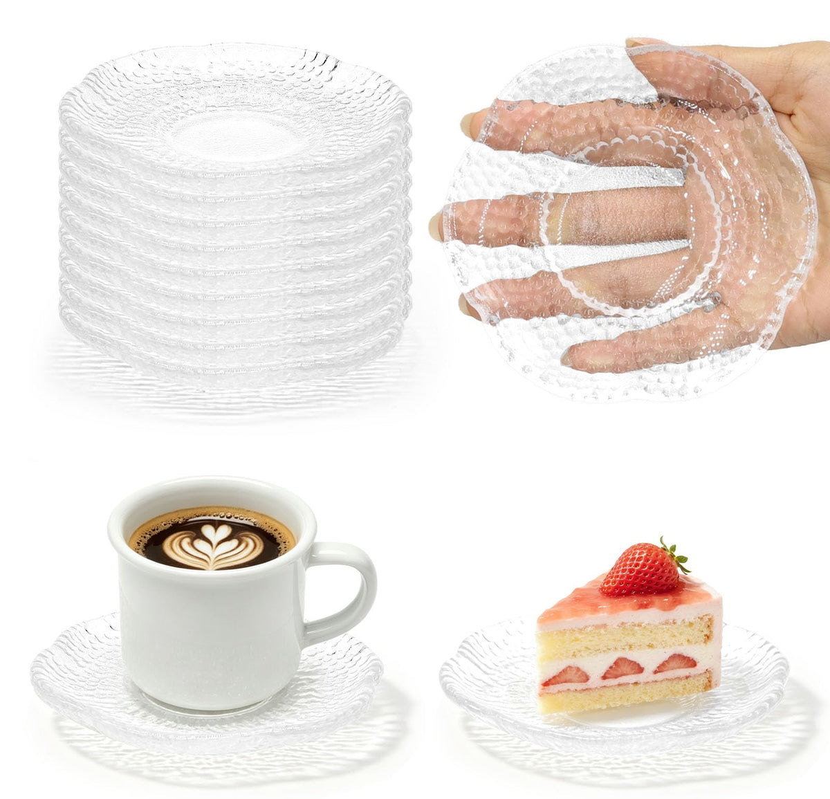 12 Pack 4.7 Inch Clear Glass Dessert Plates T2338