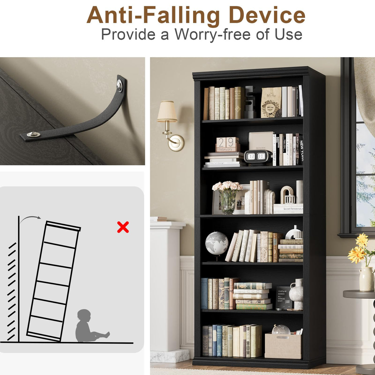 Black Tall Bookshelf T18270