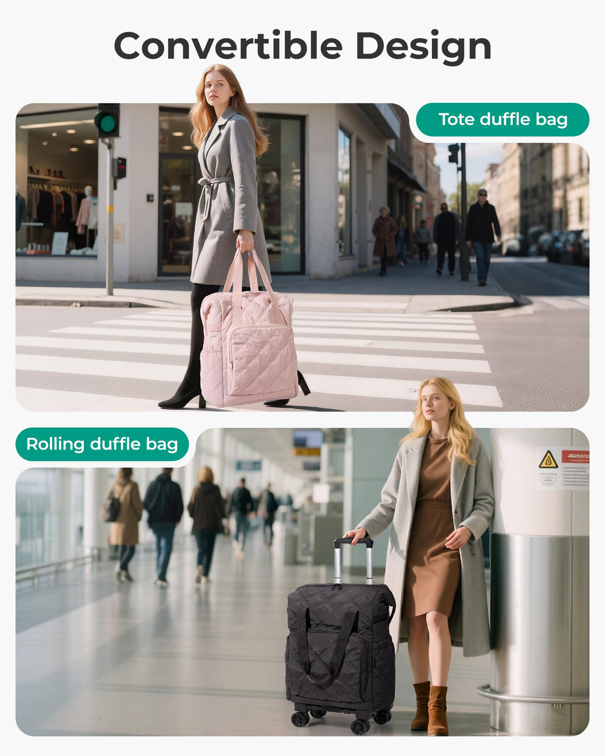 35L Rolling Duffle Bag with Wheels H528619