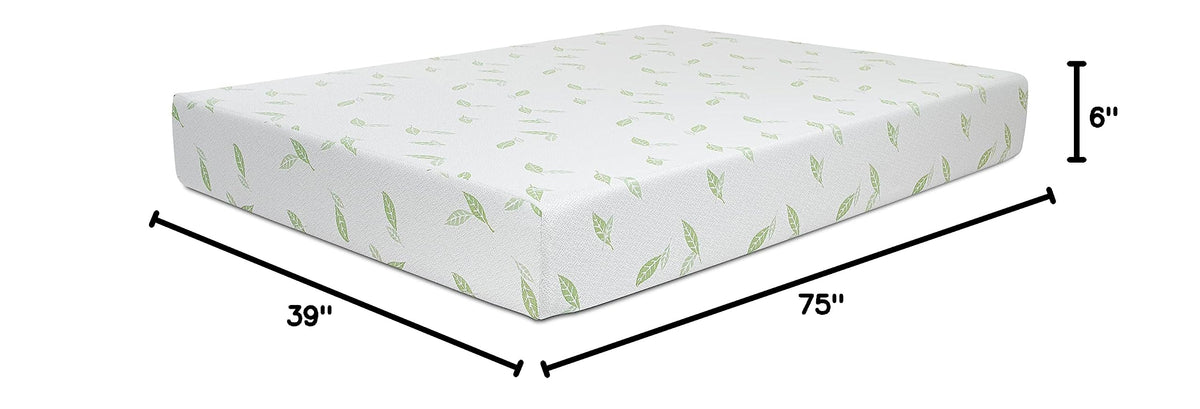 Twin Size 6 Inch Green Tea Memory Foam Mattress Z6014