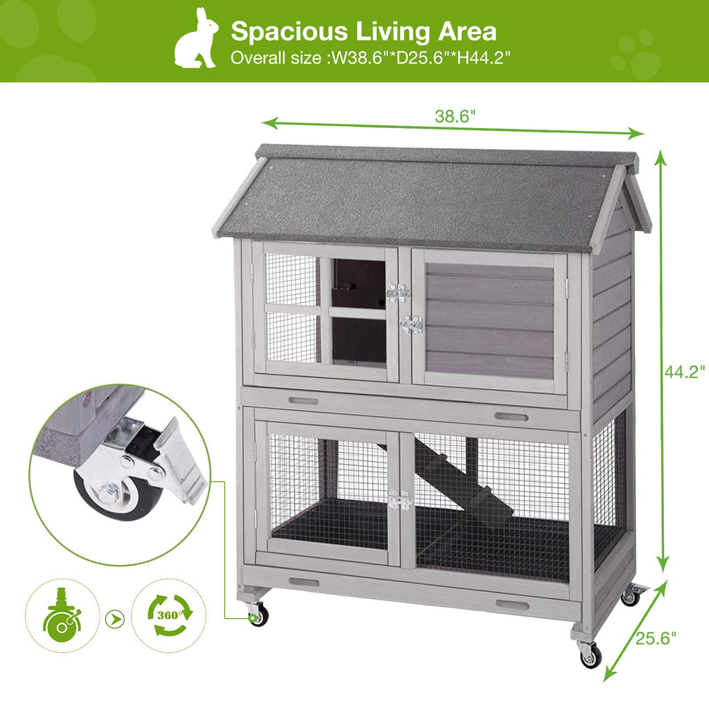 Indoor Rabbit Hutch with Removable Tray and Ramp M164