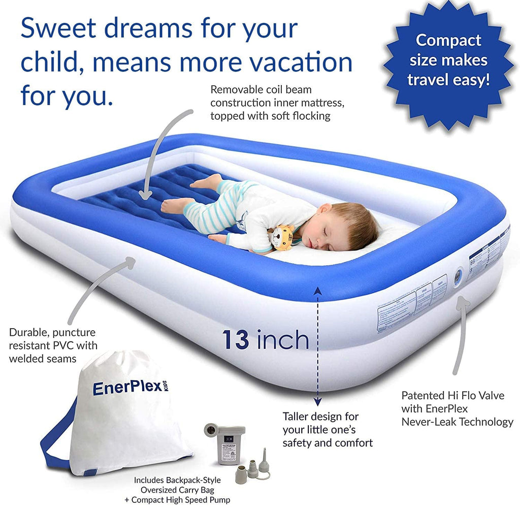 Kids Inflatable Travel Bed with High Speed Pump, Blue V97051