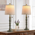 Set of 2 Turquoise Table Lamp with Fabric Lamp Shade V544481