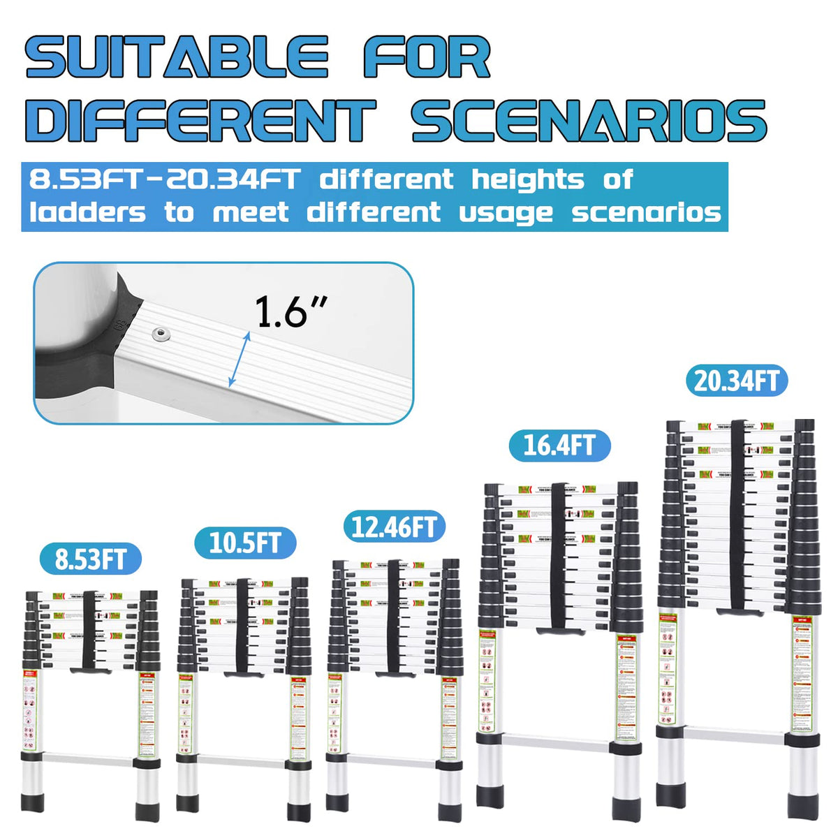 10.5 ft Aluminum Telescopic Ladder with Non-Slip Feet Z725627