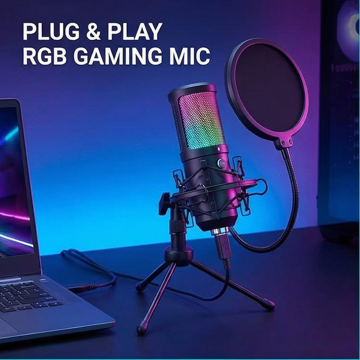 USB Condenser Gaming Mic with Shock Mount W235628