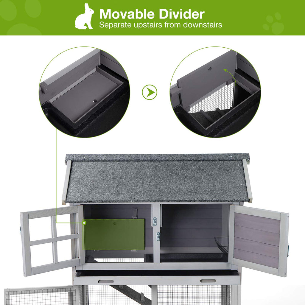 Indoor Rabbit Hutch with Removable Tray and Ramp M164