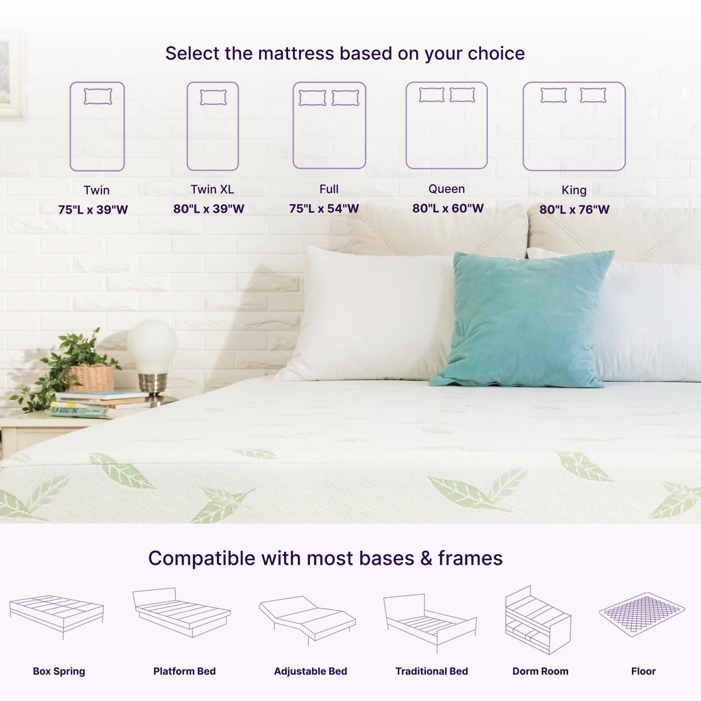 Twin Size 6 Inch Green Tea Memory Foam Mattress Z6014
