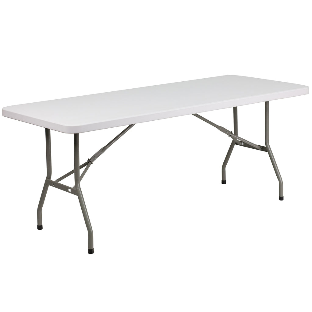6-Foot Granite White Plastic Folding Table D20438