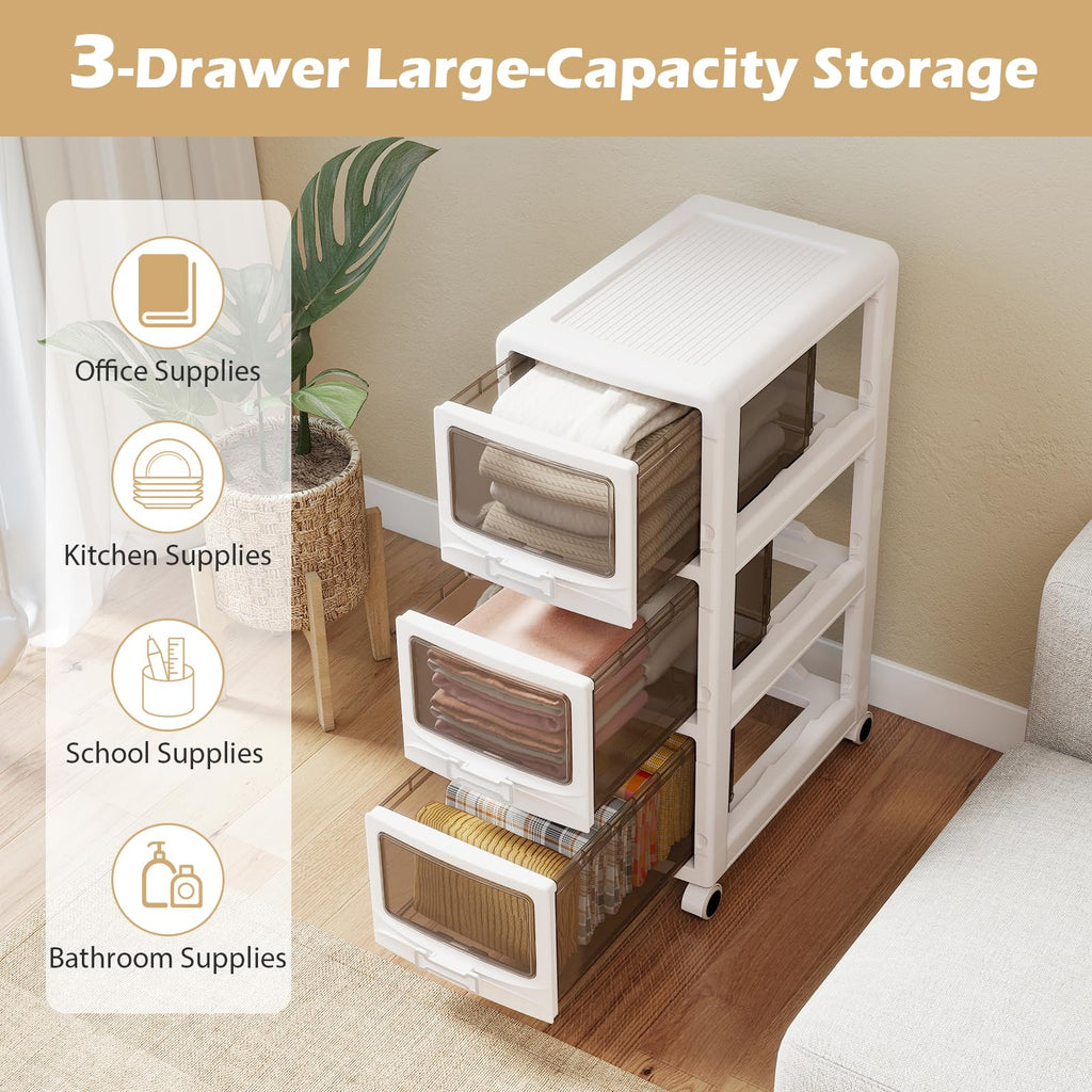 3 Tier Rolling Storage Cart with Drawers K239434