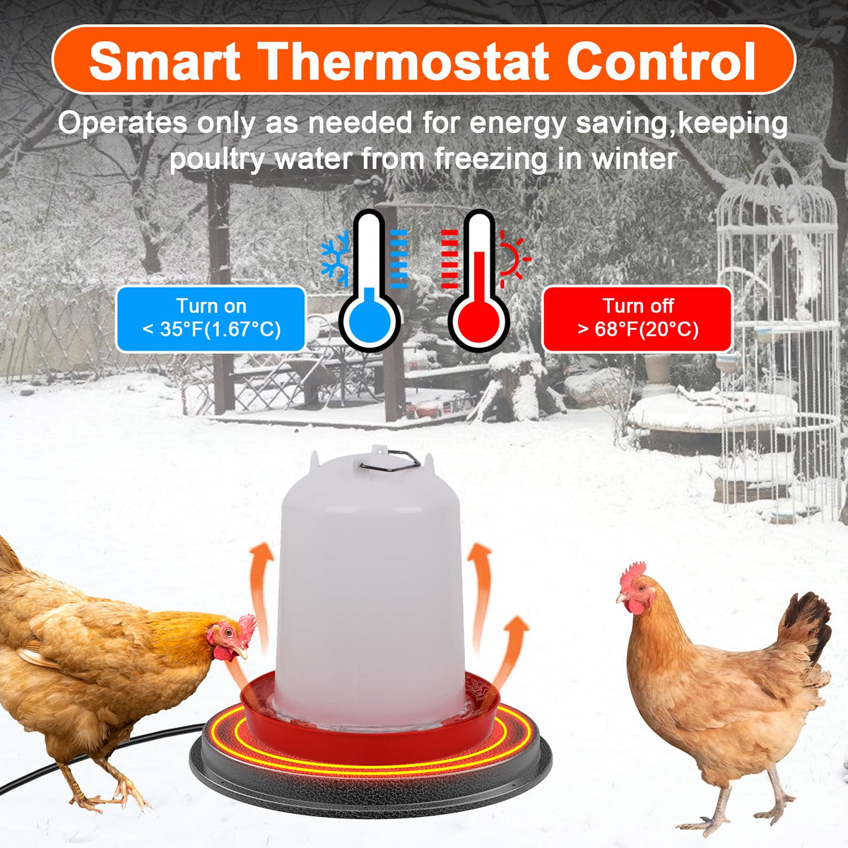 Metal Chicken Water Heater with Thermostat O537986