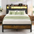 Full Bed Frame with LED Lights and Charging Station D927037