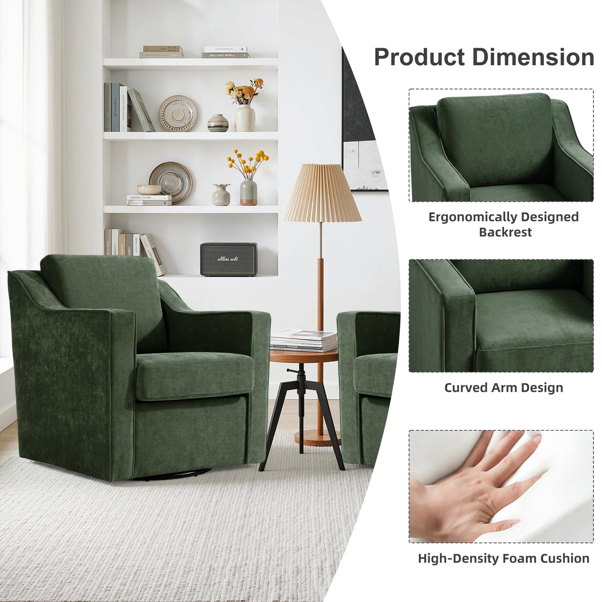 Green Swivel Accent Chairs Set of 2 F910816
