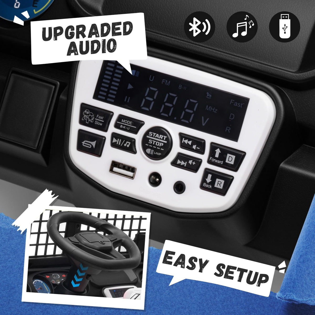 Black 2 Seater 24V Ride On Car W1225
