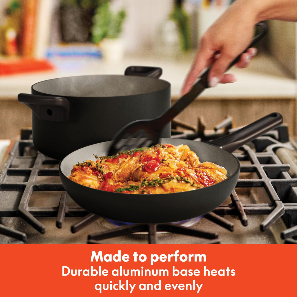12 Piece Ceramic Nonstick Cookware Set Black E165687
