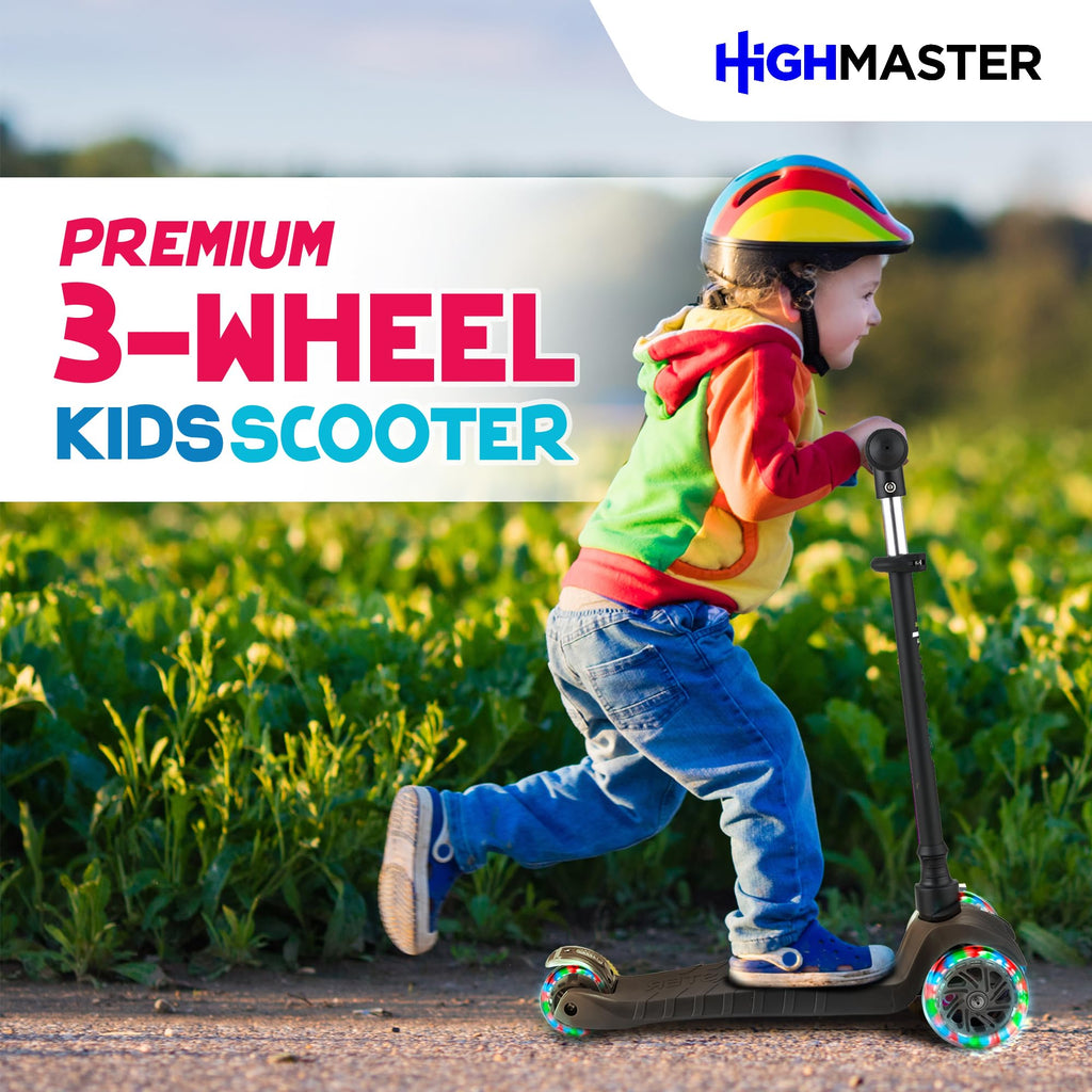 Kids 3 Wheel Kick Scooter with Adjustable Handlebar and LED Wheel Lights I8767