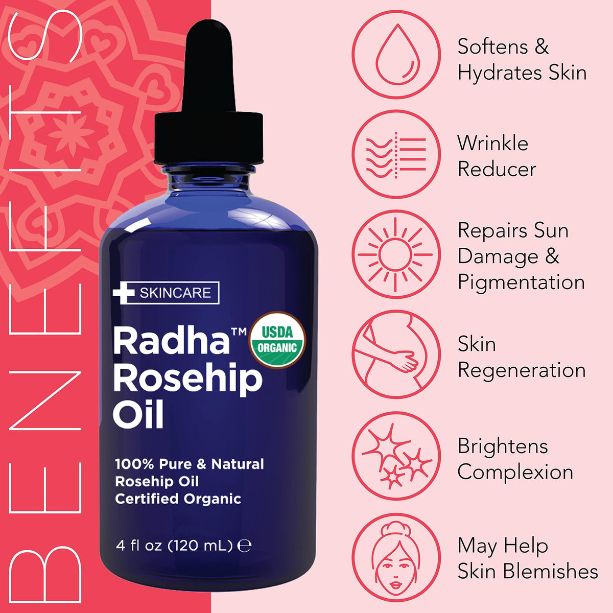 4 oz Organic Rosehip Seed Oil Cold Pressed Z444641