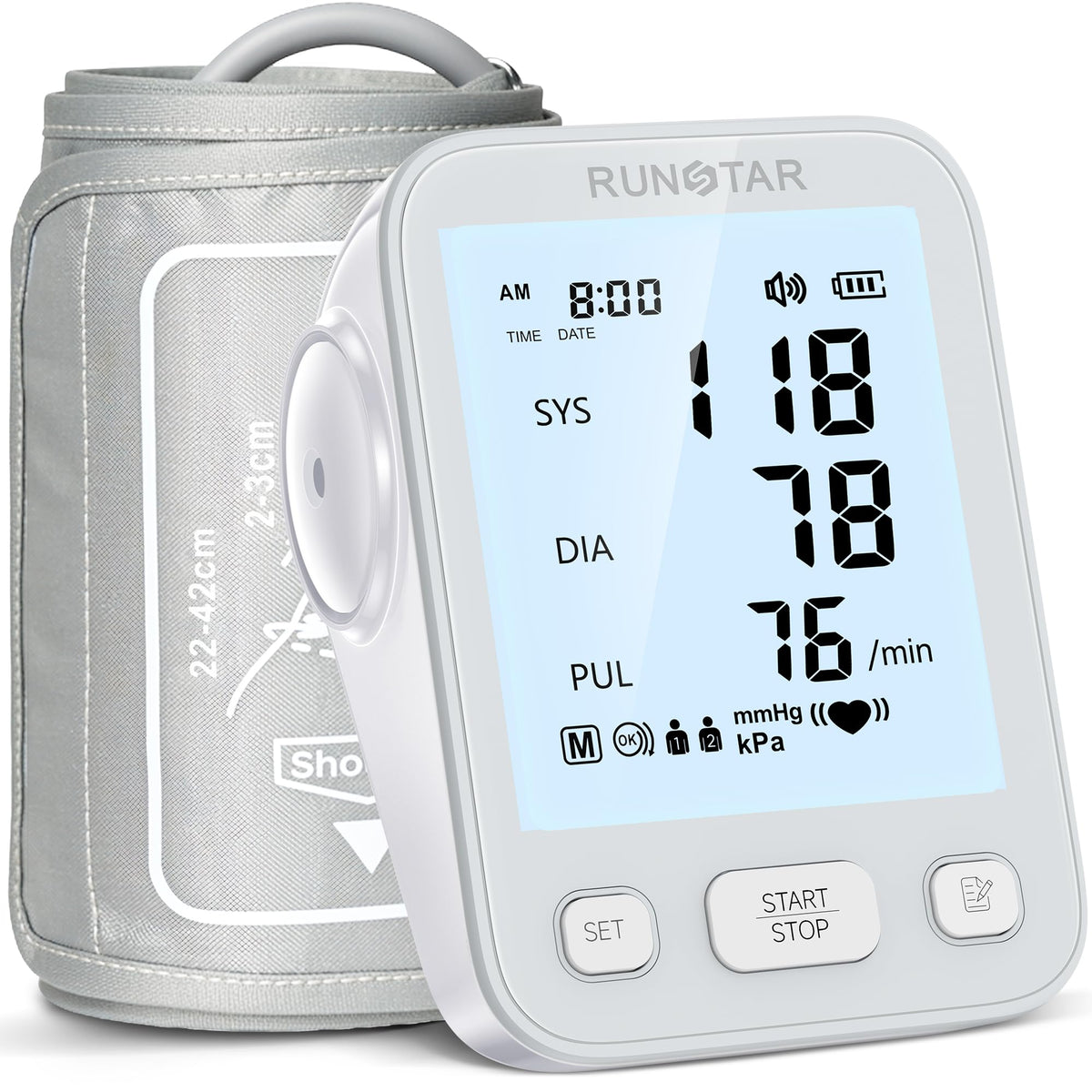 Upper Arm Blood Pressure Monitor with Wide Range Cuff, Grey L95989