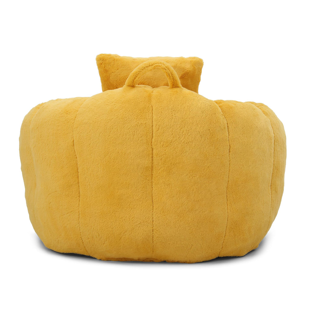 Yellow Faux Fur Memory Foam Bean Bag Chair with Footstool E800596