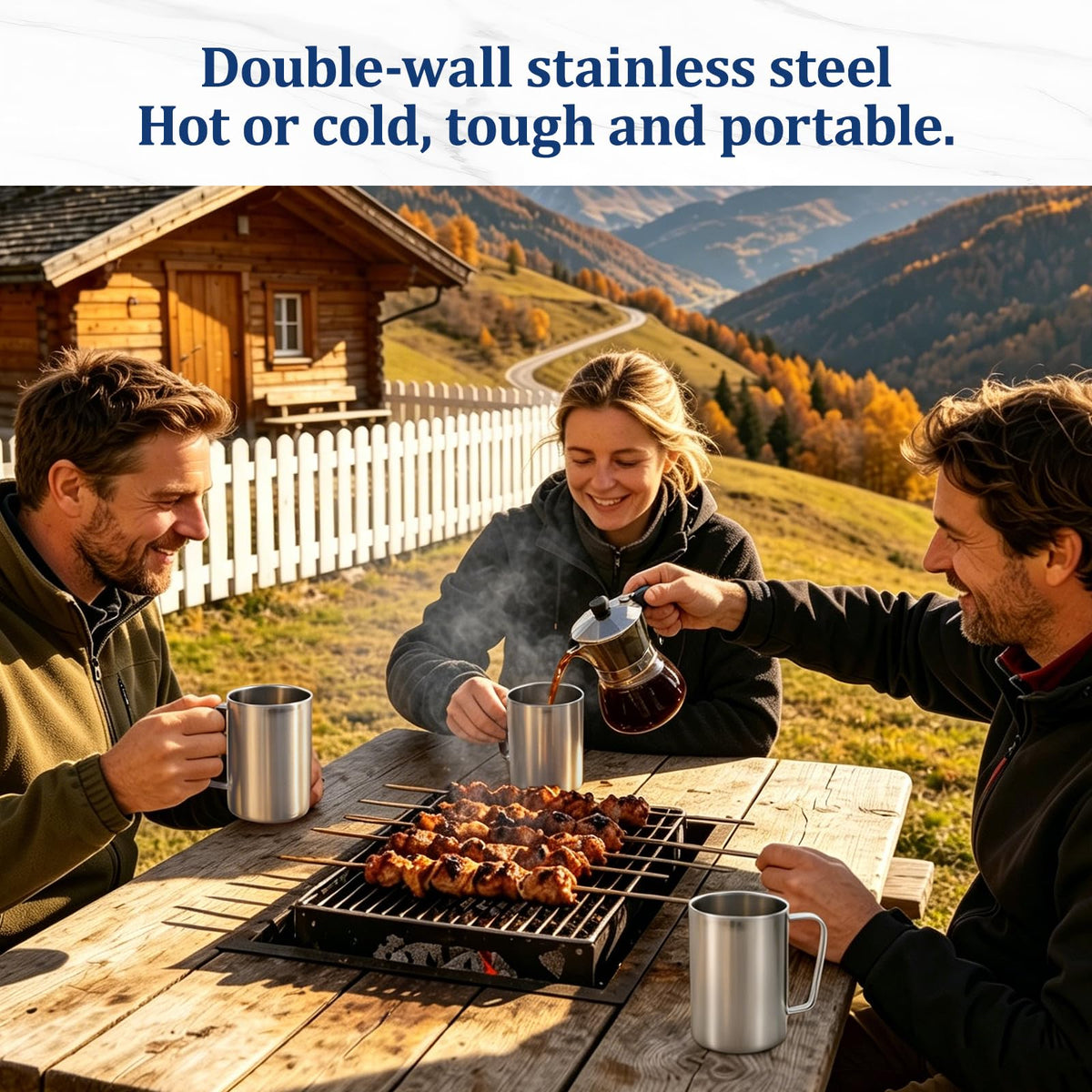 17oz Double Wall Stainless Steel Insulated Camping Mug with Lid E137