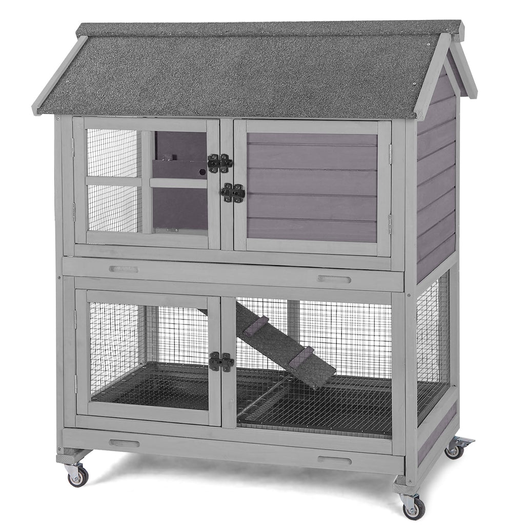 Indoor Rabbit Hutch with Removable Tray and Ramp M164