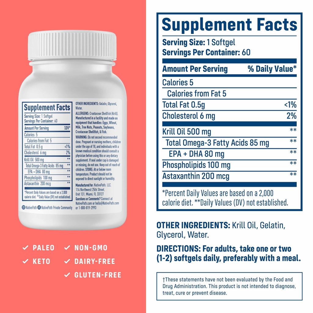 Antarctic Krill Oil 500mg Omega-3 60 Softgels J284