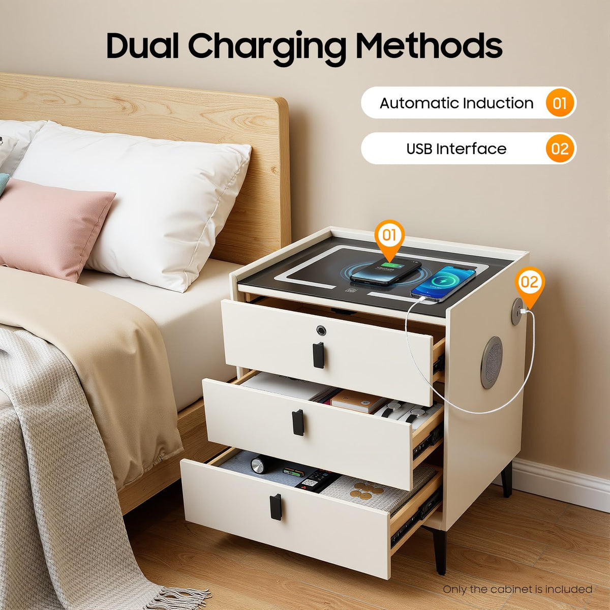 3 Drawer Nightstand with Charging Station Y338073