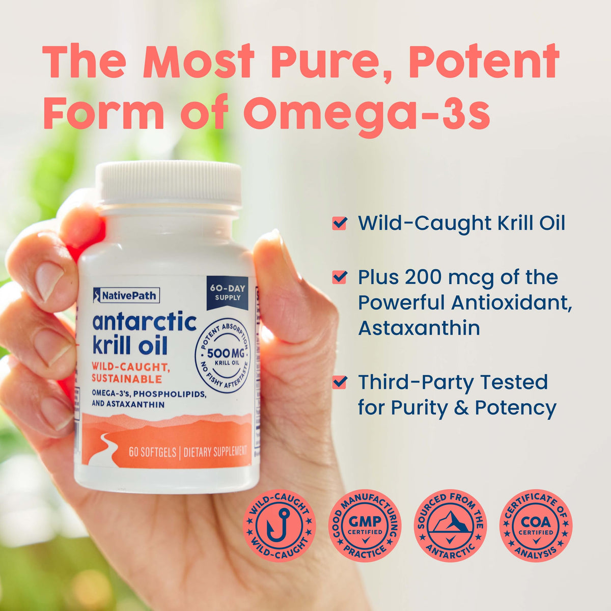 Antarctic Krill Oil 500mg Omega-3 60 Softgels J284