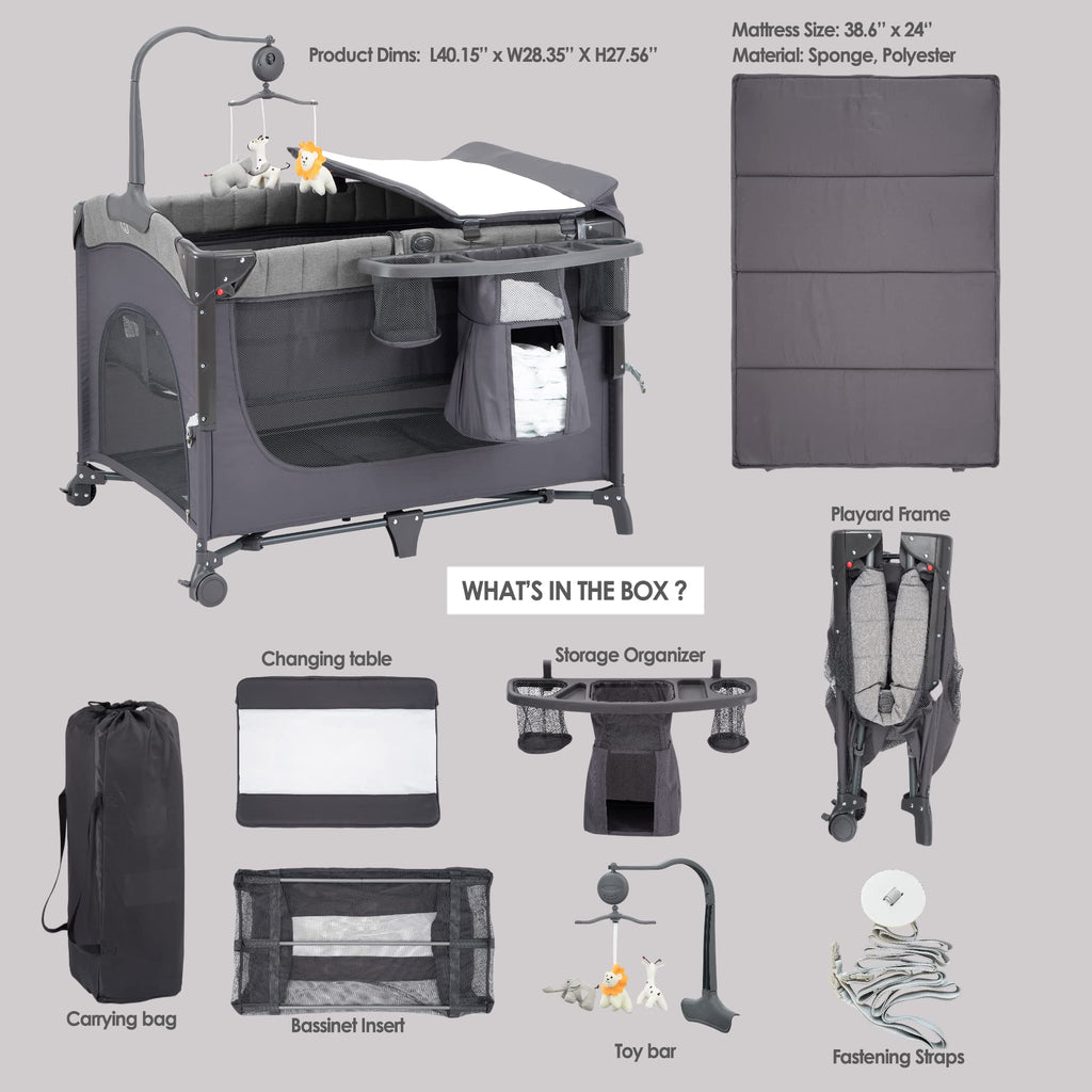 5-in-1 Pack and Play with Bassinet and Changing Table K957