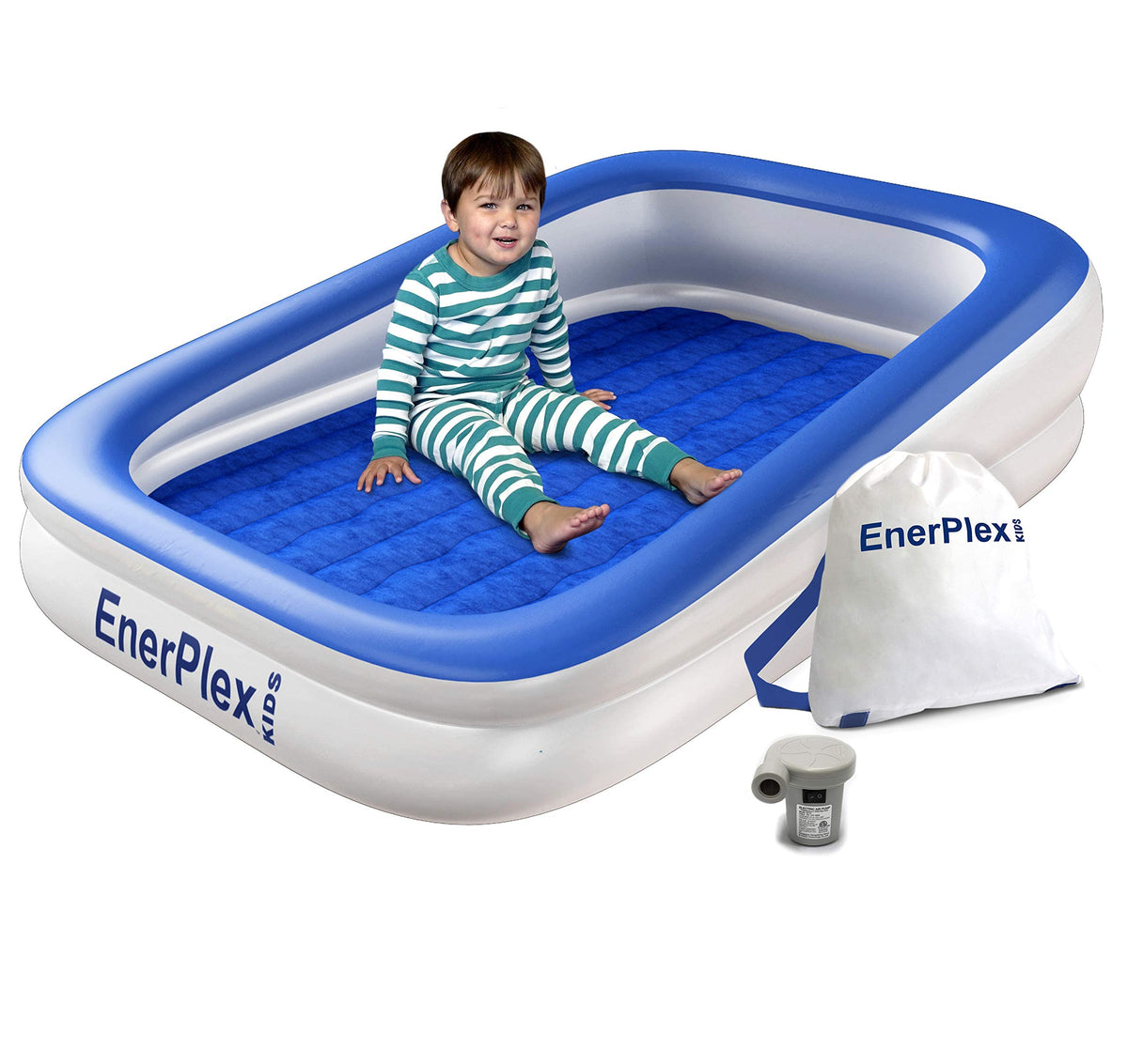 Kids Inflatable Travel Bed with High Speed Pump, Blue V97051