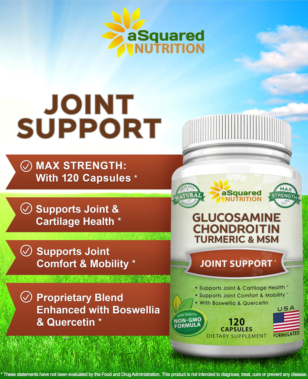 Glucosamine Chondroitin Turmeric MSM Boswellia 120 Capsules Supplement A6881