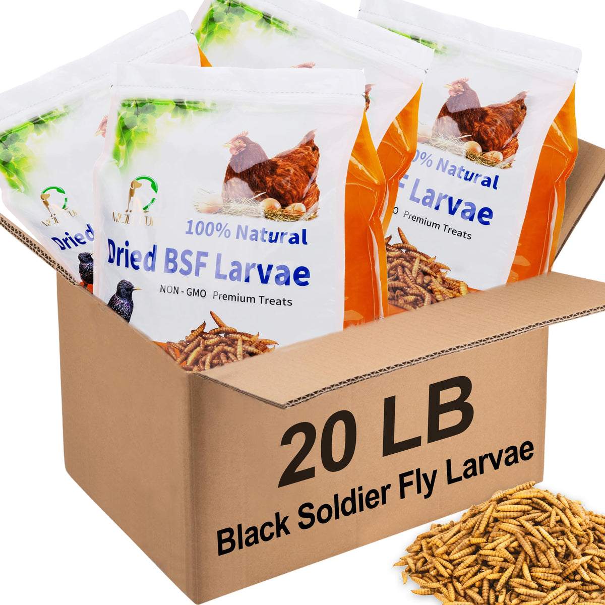 Black Soldier Fly Larvae Chicken Feed 20LB H469187