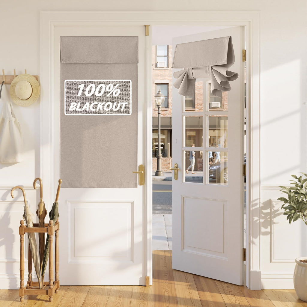 100% Blackout Linen French Door Curtain U68224