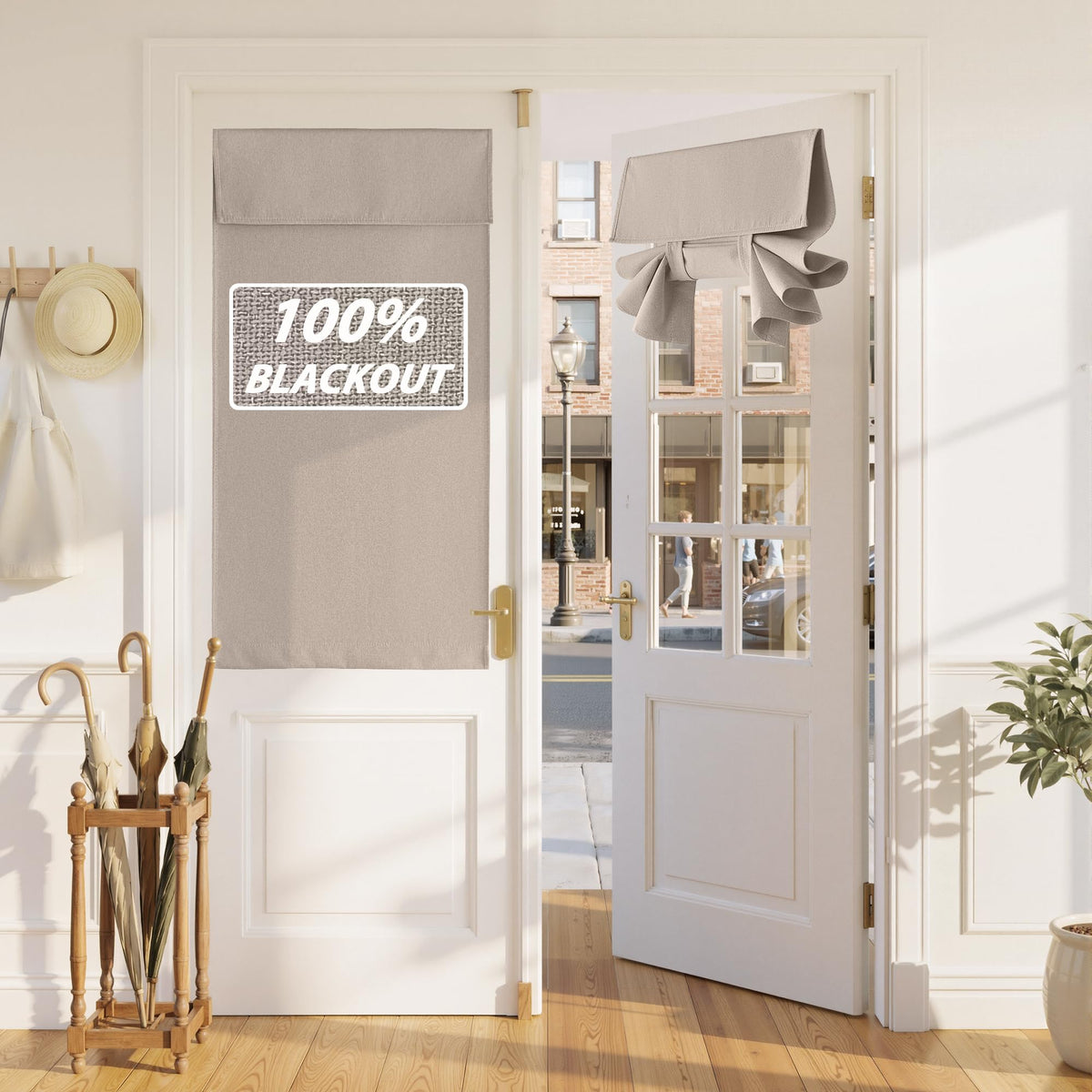 100% Blackout Linen French Door Curtain U68224