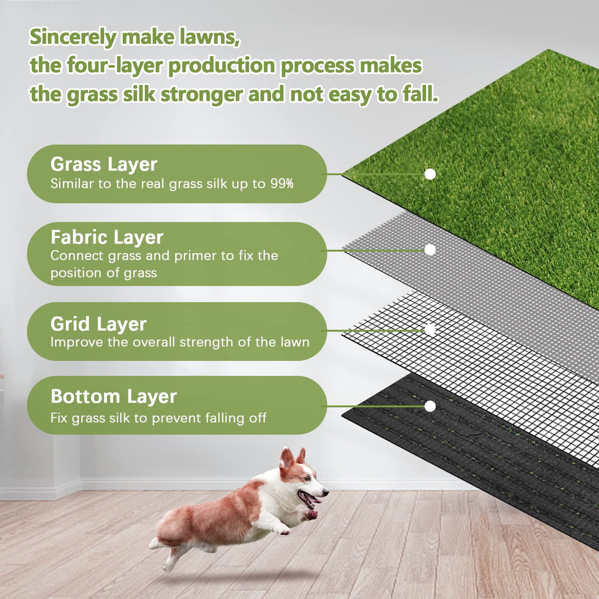 43.3 x 29.5 Inches Washable Artificial Grass Rug J645629