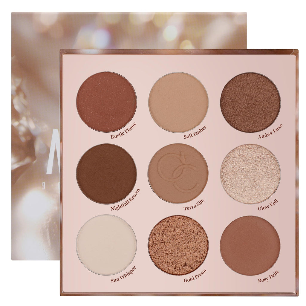 9 Colors Brown & Copper Eyeshadow Palette with Matte & Shimmer Finishes D463