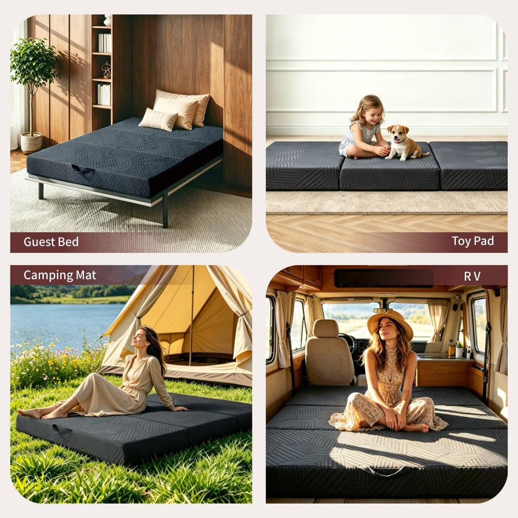 6 Inch Cooling Gel Memory Foam Trifold Mattress with Ice Silk Cover A5523
