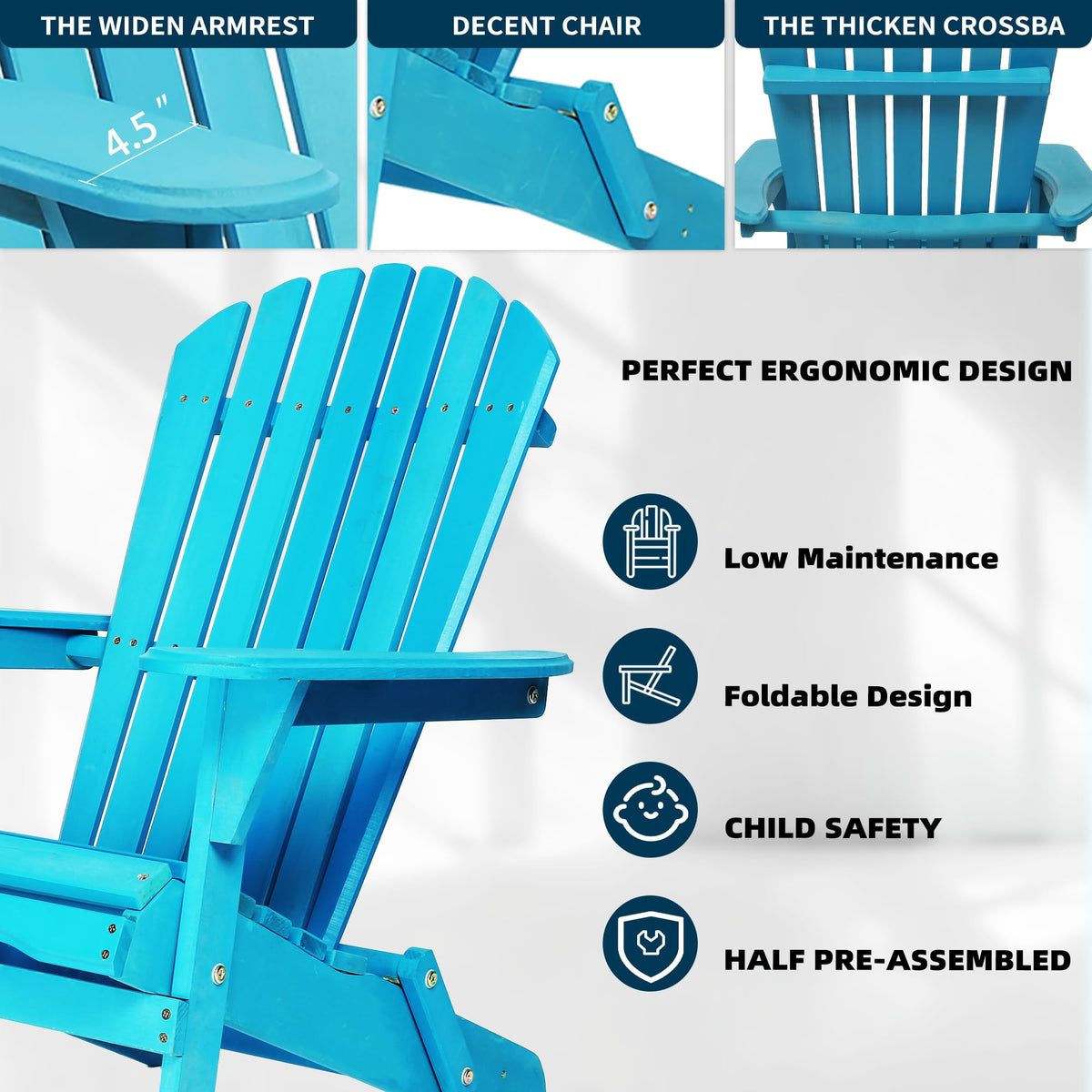 Solid Wood Folding Adirondack Chairs Set of 2 E521688