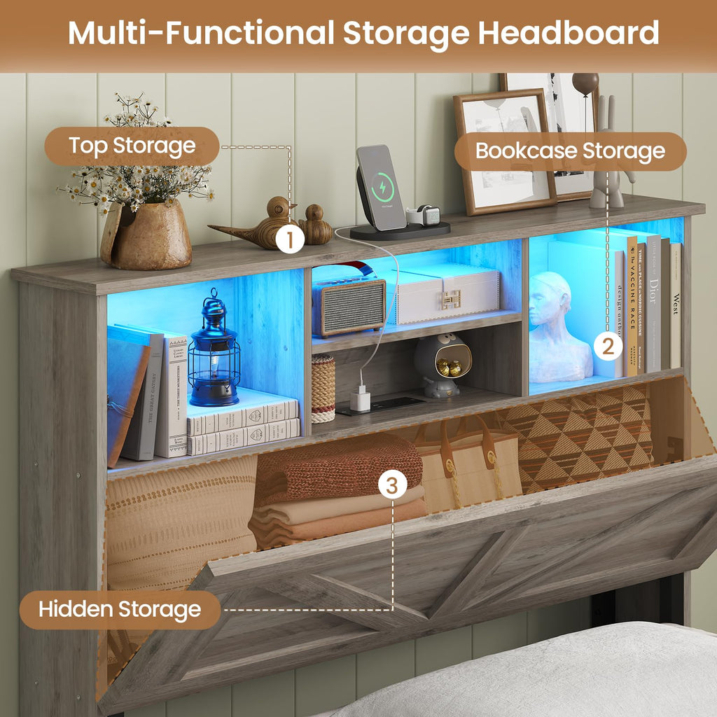 Twin Bed with Bookcase Headboard and 4 Drawers F22245