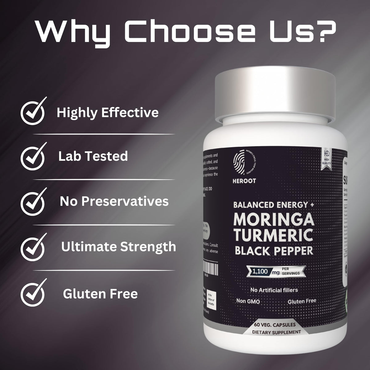 Turmeric with Black Pepper & Moringa 1000 mg, 120 Capsules B6308