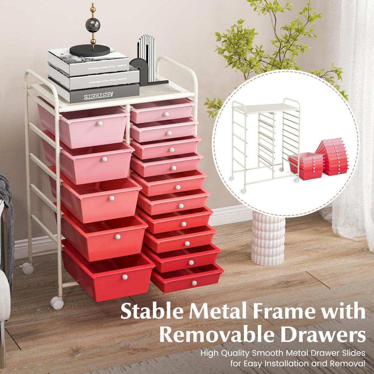 15 Drawer Multicolor Rolling Storage Cart Y843172