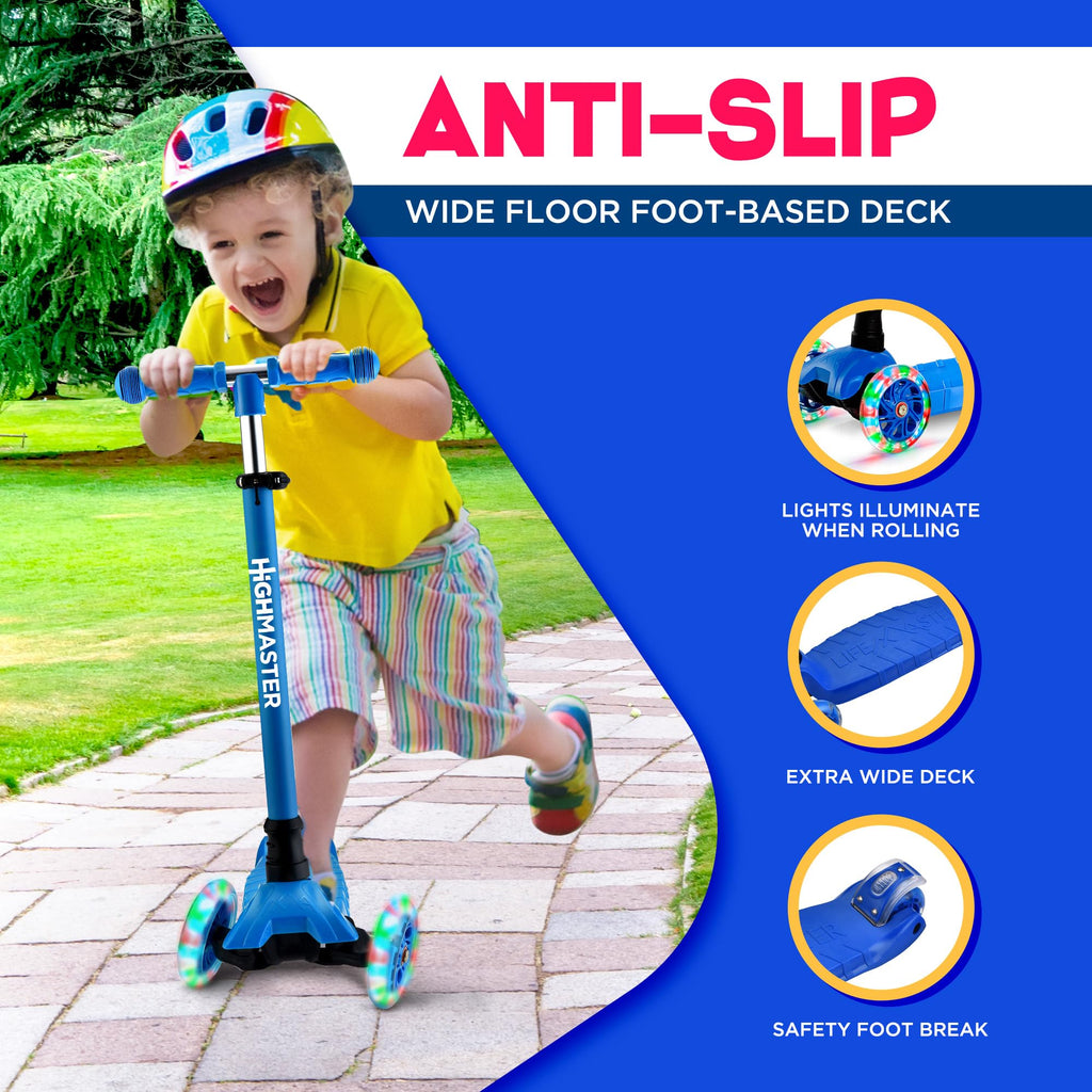 Kids 3 Wheel Kick Scooter with Adjustable Handlebar and LED Wheel Lights I8767