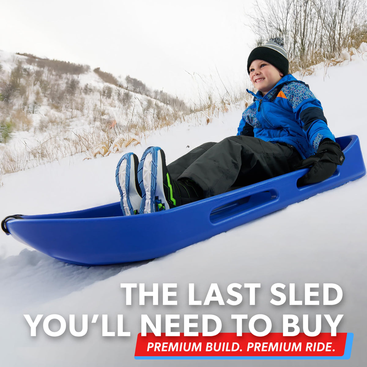 2 Person Snow Sled with Pull Strap and Padded Seat F4173