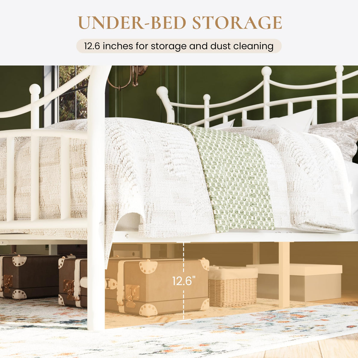 Twin Size White Metal Bed Frame T403