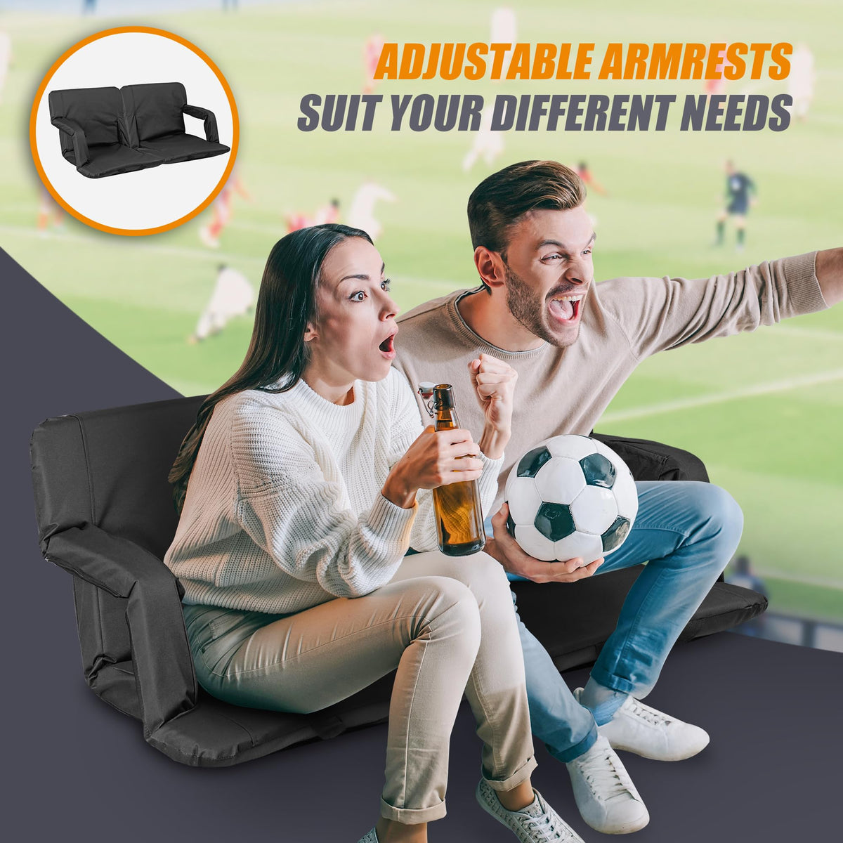 2 Pack Reclining Stadium Seat with Back Support E528006