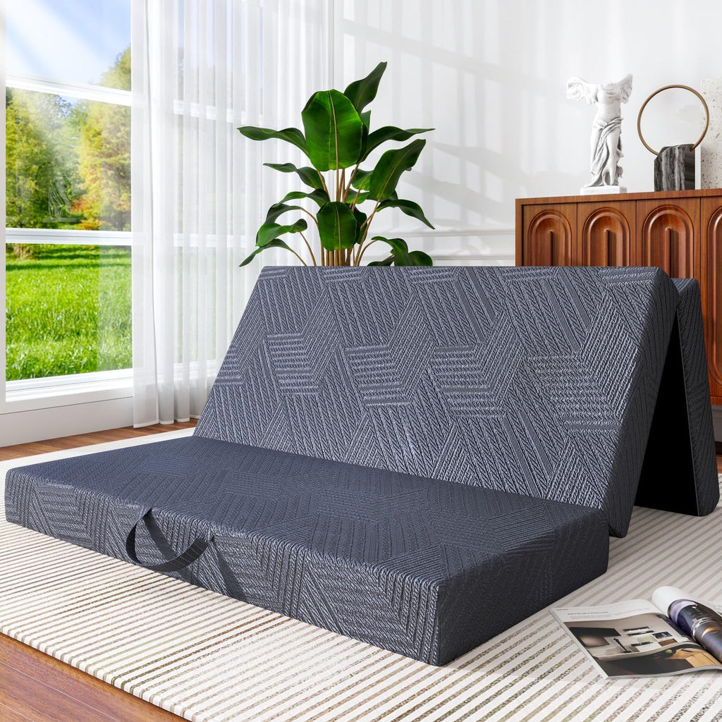 6 Inch Cooling Gel Memory Foam Trifold Mattress with Ice Silk Cover A5523