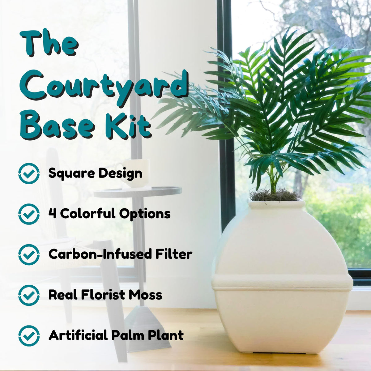 White Hidden Litter Box Planter with Carbon Filter H4250