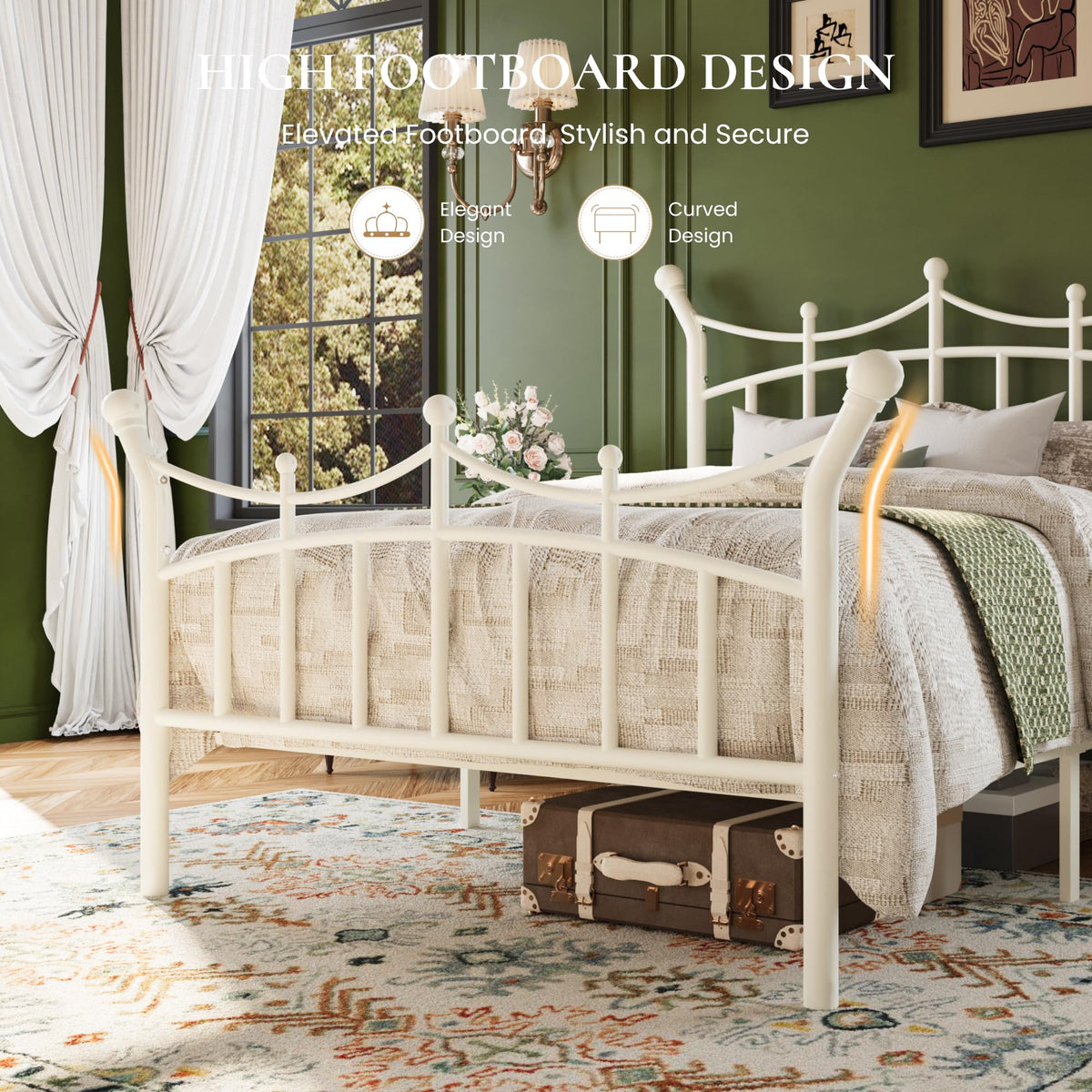 Twin Size White Metal Bed Frame T403