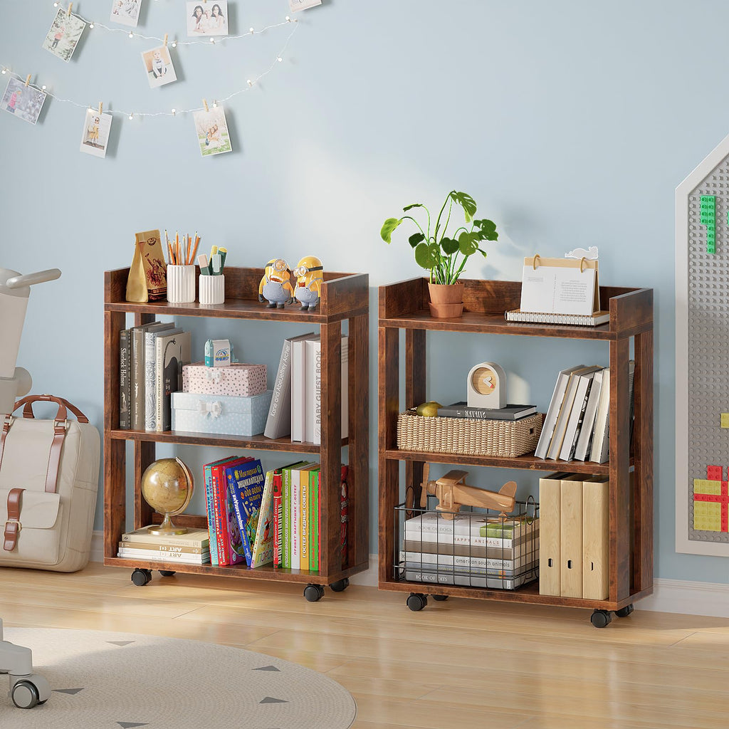 3-Tier Small Bookshelf with Wheels V621