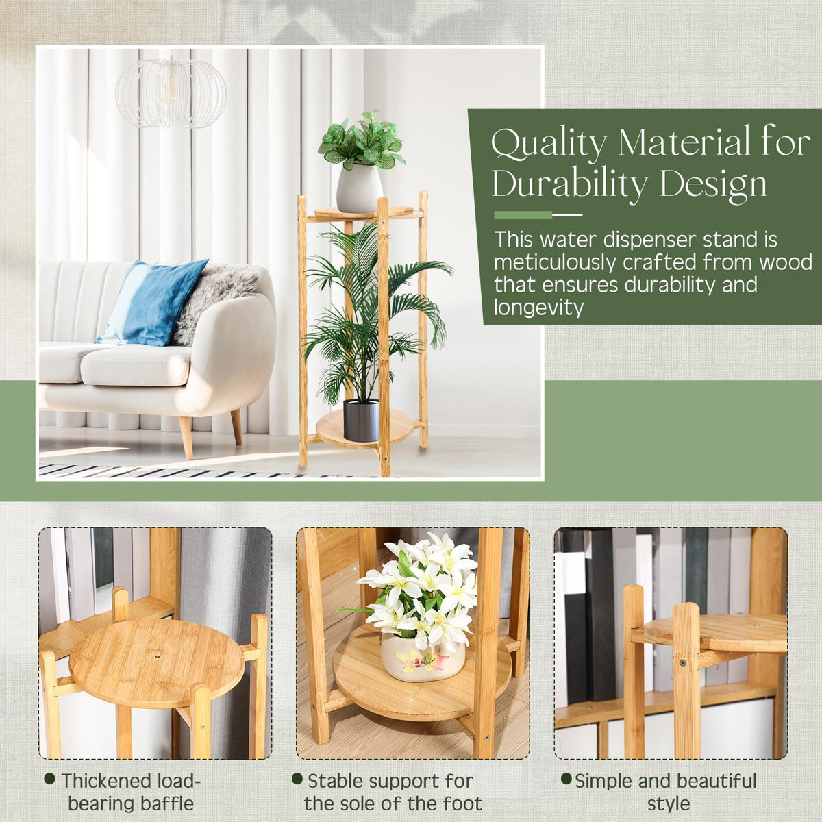 2 Tier Water Dispenser Floor Stand for 5 Gallon Jugs Q569874